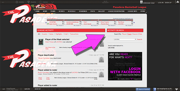 Activity Search Feature
